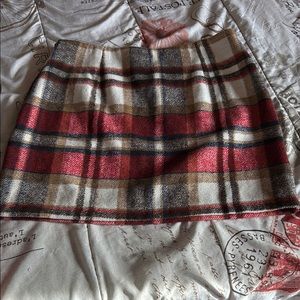 Plaid Wool Skirt STYLE- Red and Tan LINED